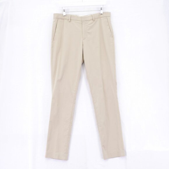 Express Innovator Cotton Flat Front Khaki Tan Mid Rise Chino Pants 35 / 33 - Picture 1 of 5